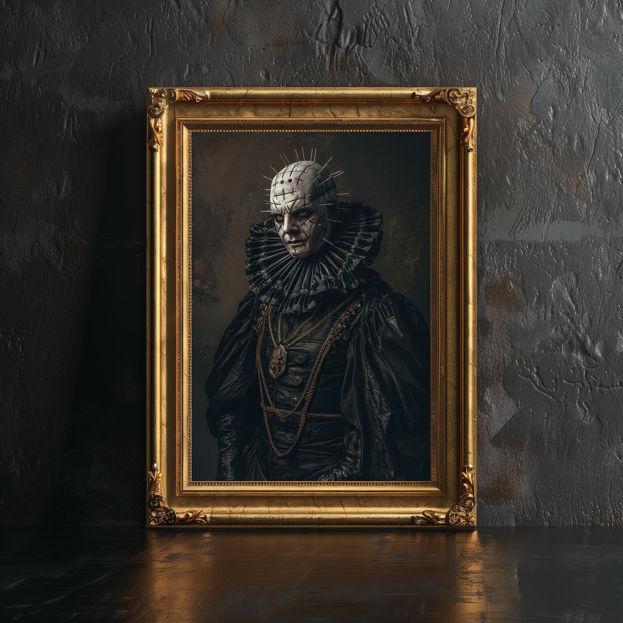 Pinhead poster Hellraiser, poster loden cenobit, the Hell Priest, horrorprint, vintage fotografie, horrorportret, griezelige posterprint.