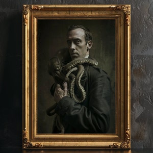 HP Lovecraft Cthulhu Kraken Poster, hochauflösende Horror Drucke, viktorianischer Druck, Vintage Fotografie, Lovecraft Porträt, gruseliges Poster.