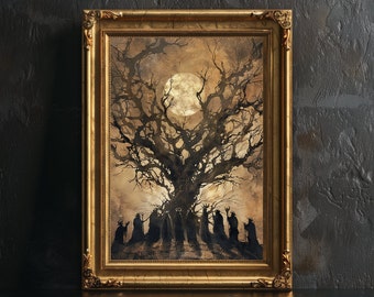 Victorian Gothic Coven Poster: Ritual Under Moonlight