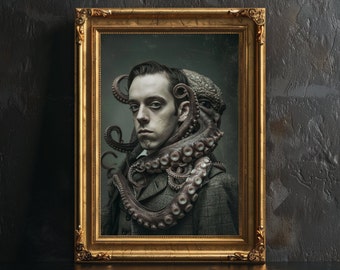 Cthulhu Kraken Poster: Gothic Victorian HP Lovecraft Portrait