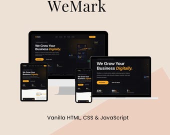 Bold Dark Agency HTML-mall — Landningssida, Pure Vanilla JS, Zero Setup