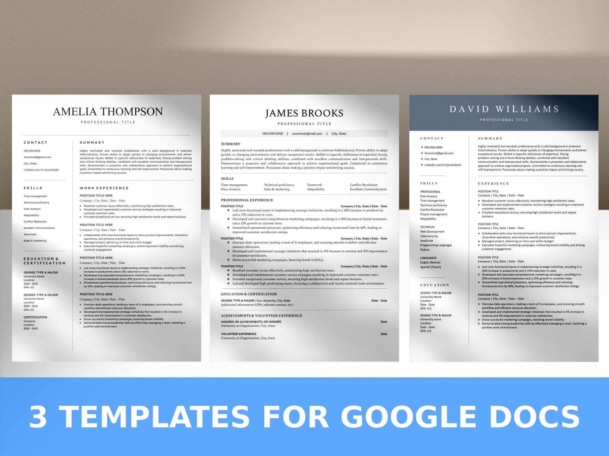 3 Google Docs Resume Template With Cover Letter & Reference Template ...