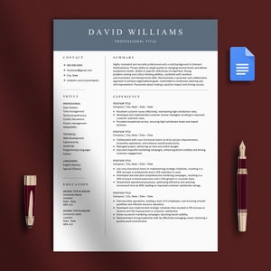 Plantilla de currículum profesional para Google Docs con carta de presentación y plantilla de referencia, plantilla de trabajo elegante, plantilla de currículum moderno, CV simple