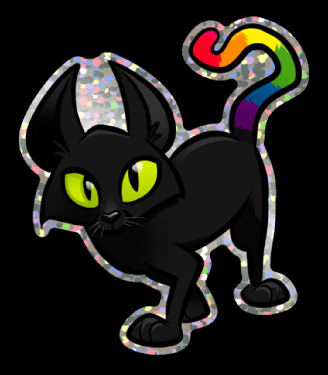Sticker Black Cat Changing Colors Glitter Sticker dave Etsy