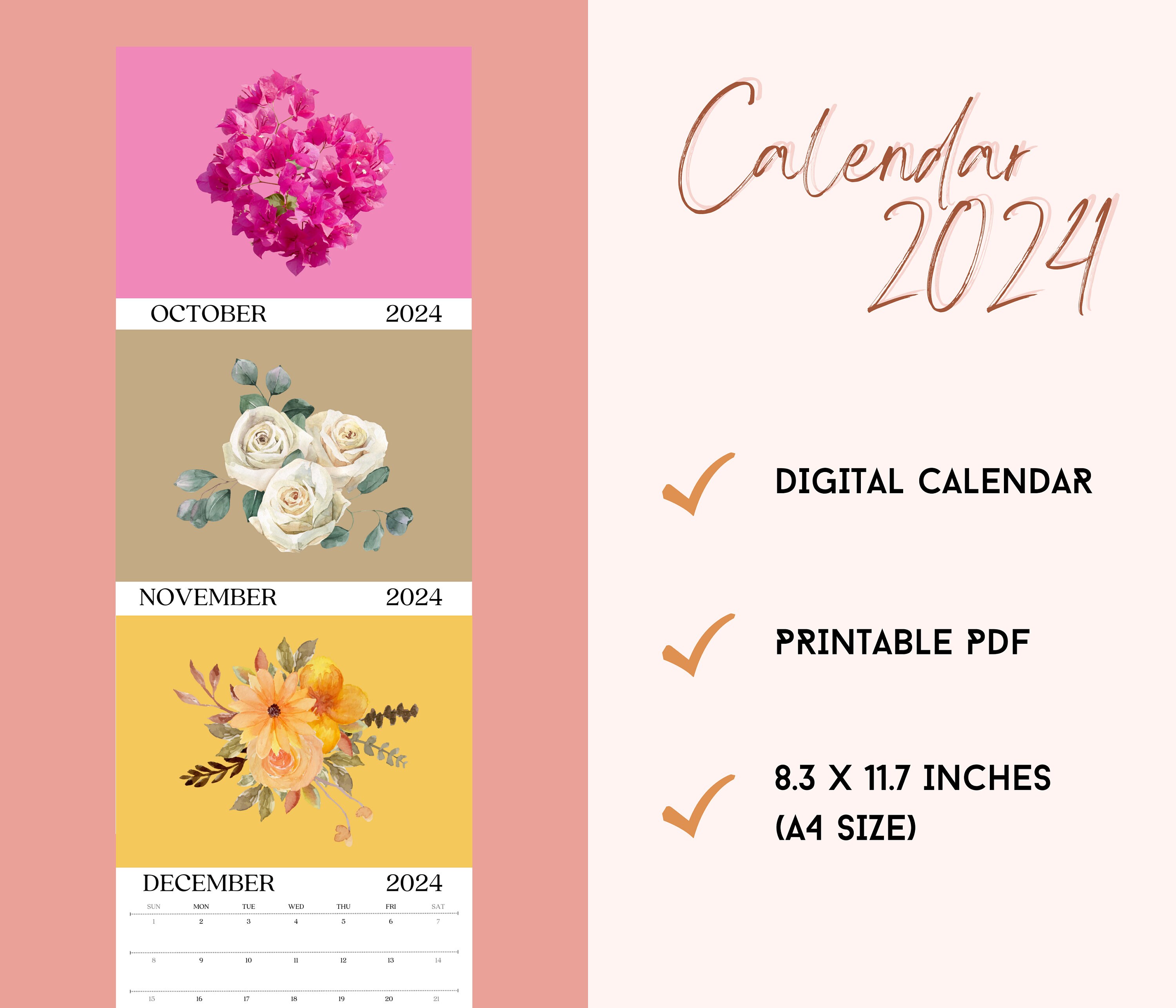 flower-calendar-2024-printable-a4-size-editable-planner-etsy