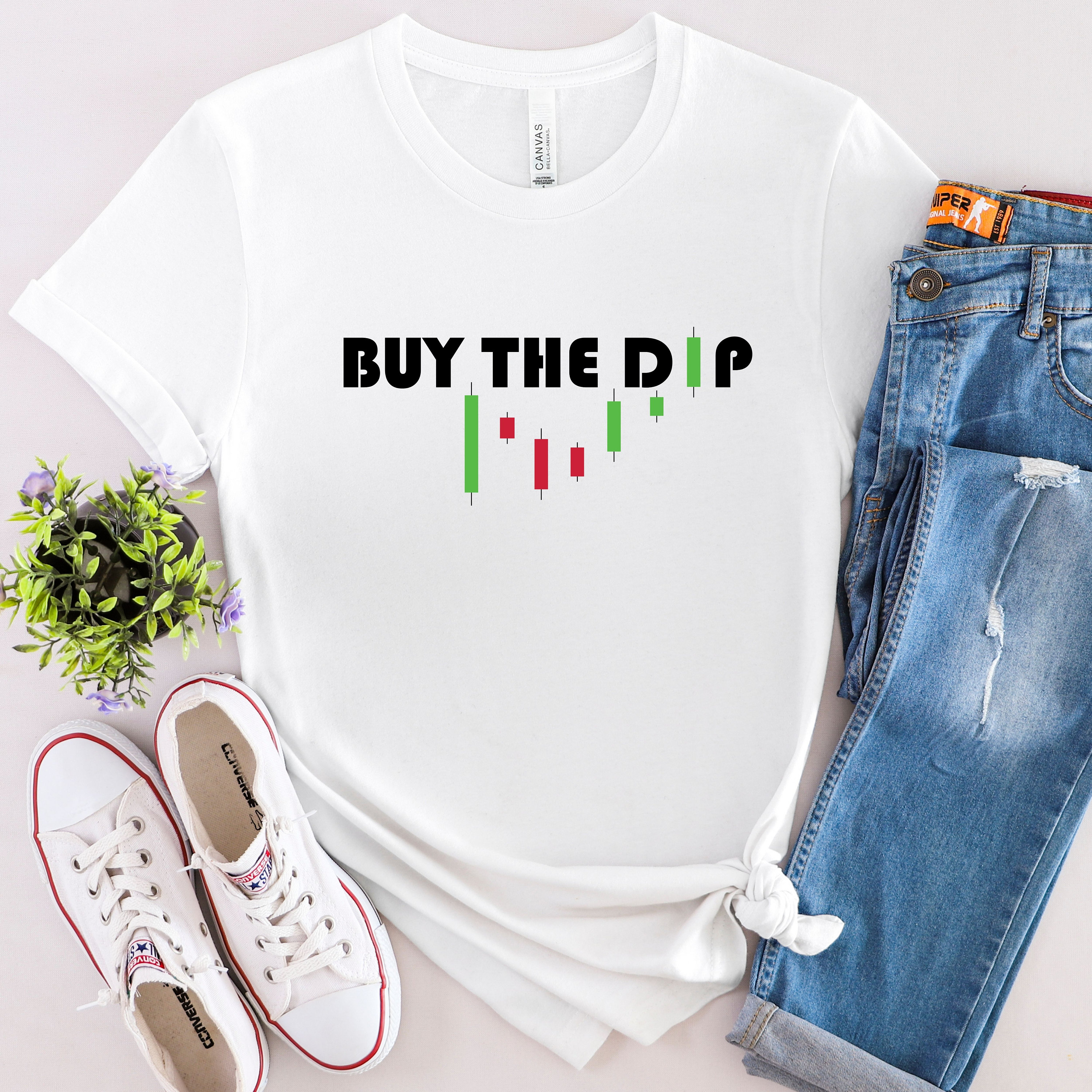 Buy The Dip Stock Trader Shirt, Stock Market Investor Trading Tshirt, Options Trading Nasdaq Forex Dow Investor T-Shirt, Size S-xl