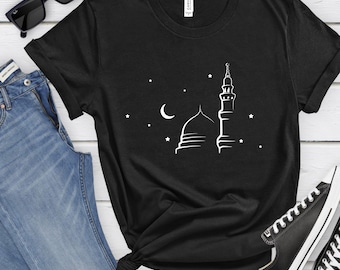 Muslimisches Shirt Islamische Abnutzung Tshirt Masjid Moschee Kleidung Bekleidung Geschenk Shirt Islam Muslims Eid Prayer Tshirt für ihn oder sie, Größe S-XL