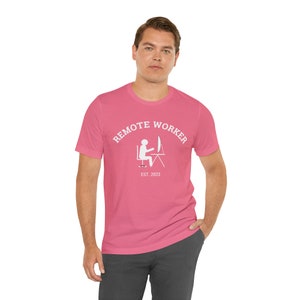 WFH リモートワーカー 在宅勤務 オフィスワーカー 在宅勤務従業員 シャツ ギフト Charity Pink