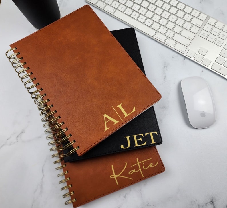 Custom Spiral Executive Journal Notebook, Personalized Spiral PU Vegan