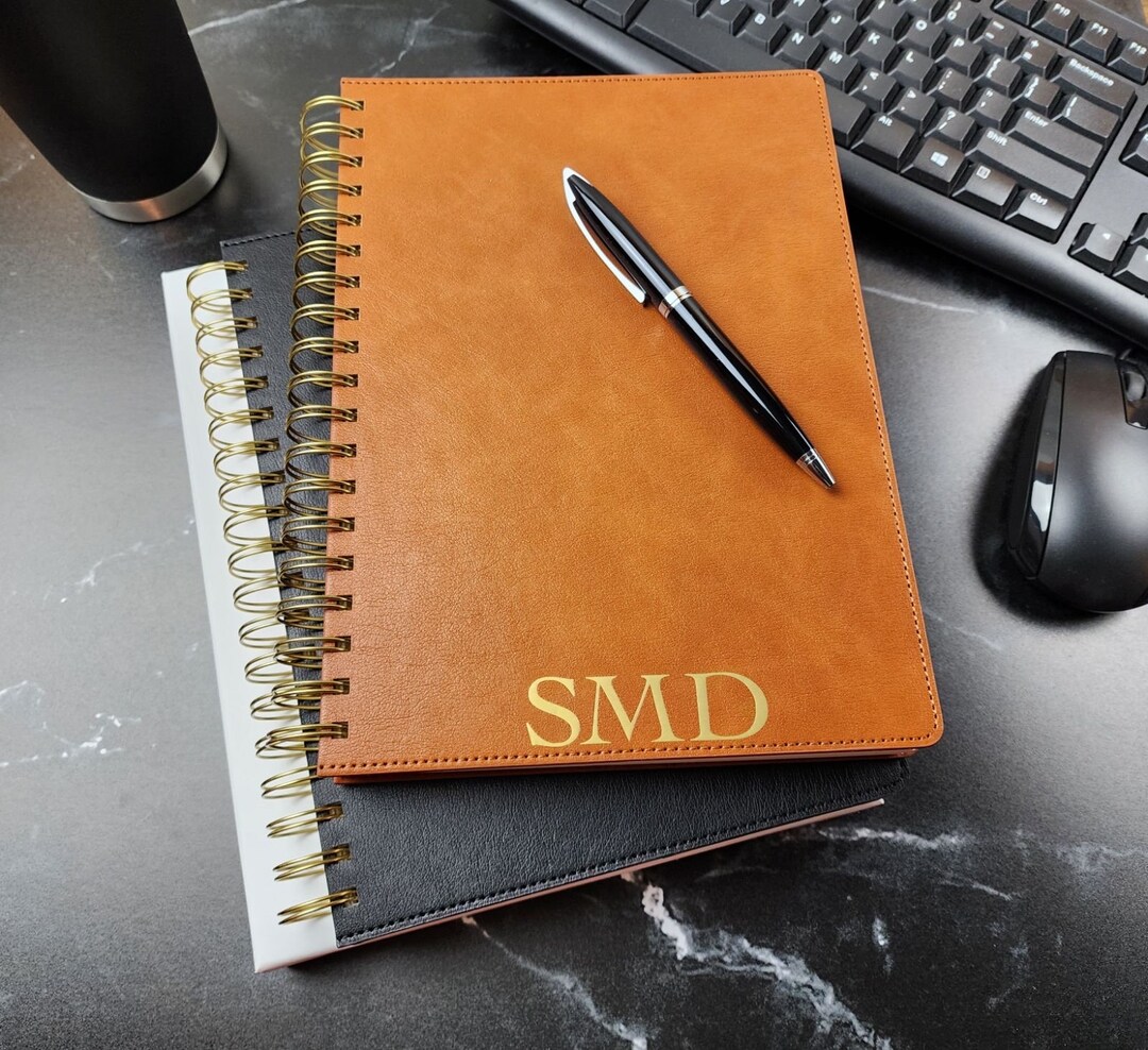 Custom Spiral Executive Journal Notebook, Personalized Spiral PU Vegan