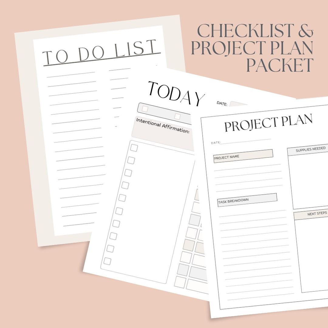 Project Pack Plan Checklist & Project Planning Pack - Etsy