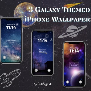 3 Minimalist Galaxy Wallpapers for iPhone. | Space, Galaxy, Aesthetic | Colorful Wallpapers With Motivational Quotes. (Digital Download)