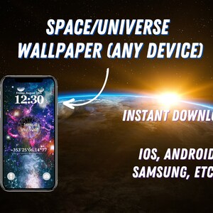 Carta da parati spazio/galassia per IOS, Samsung, ecc. / Estetica galassia blu/viola (download digitale)
