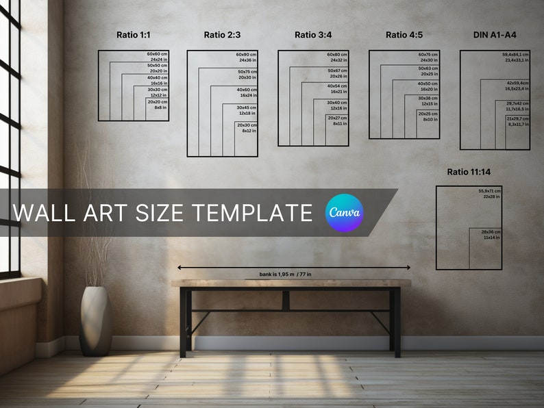 Editable Wall Art Size Guide Poster & Digital Print Art Size Ratio