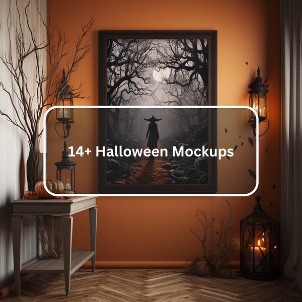 14+3 Easy-to-Use Spooktacular Halloween Mockups for  Art Display | Canva Template | Frame - Mockup Bundle - Photographlike AI Stock Photo