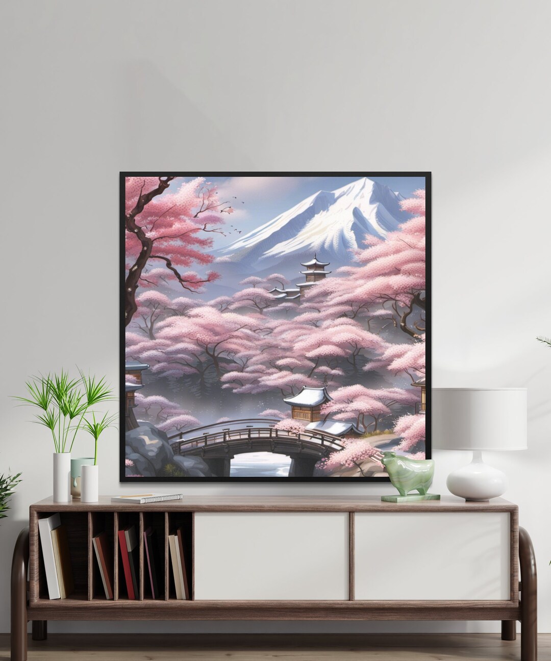 Cherry Blossom Japanese Garden Wall Art Nature Landscape Etsy