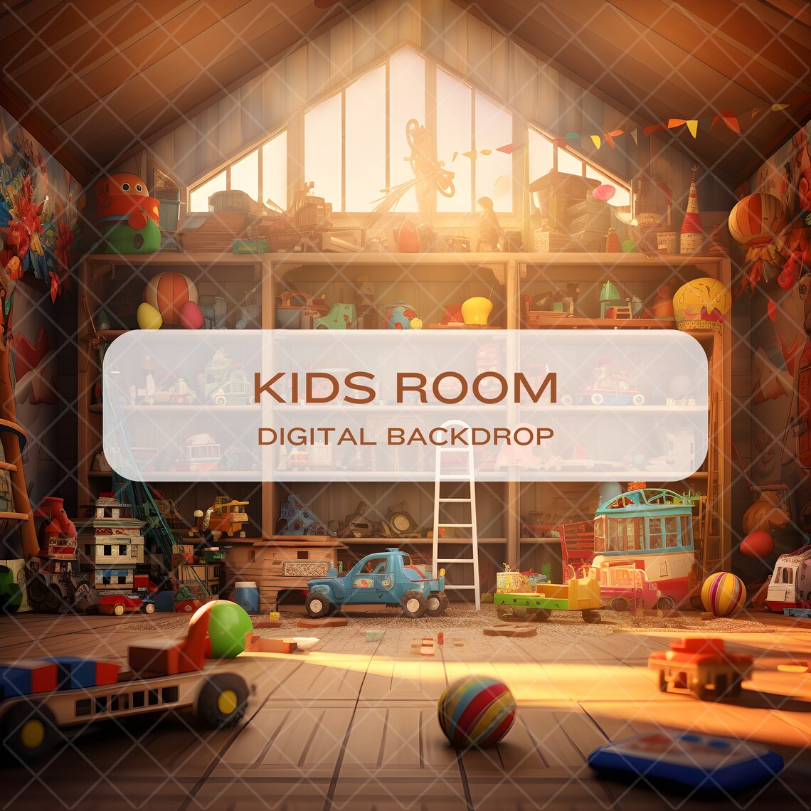 Toddler's Playroom Digital Backdrop, Kids Nursery Photography Backdrop ...
