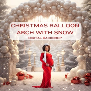 Christmas Digital Backdrop, Christmas Snow Backdrop, Christmas Balloon Arch Backdrop, Balloon Arch Backdrop, Maternity Portrait Backdrop