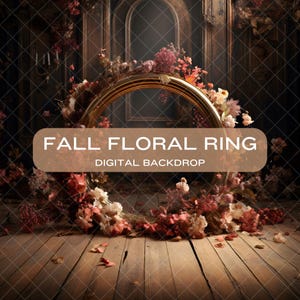 Fall Floral Ring Digital Backdrop, Floral Hoop Backdrop, Maternity Portrait Studio Backdrop, Photoshop Overlay, Photoshop digital background