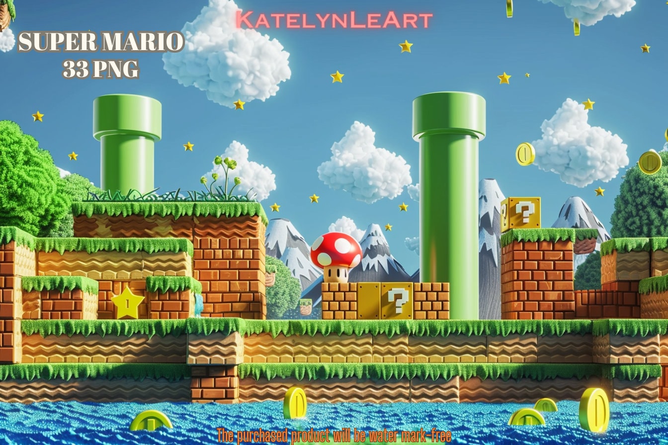 33 Super Mario Backdrop | Digital Download | Kids and Toddler Backdrops, Photoshop Overlays, Photography Backgrounds