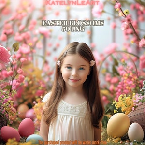 Springtime Delights: 50 Easter Floral Digital Backdrops with Bunny Props for Vibrant Studio Photography