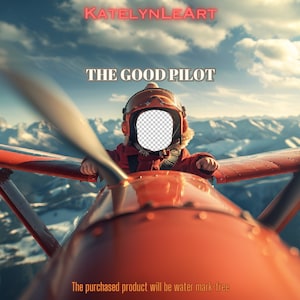 4 digitale achtergronden voor Little Pilot: gezichtsinzet, vliegtuigfotografieachtergrond voor creatieve composietafbeeldingen en toekomstige vliegerfoto's