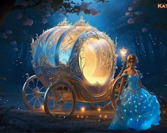 Fondo digital de la carroza de Cenicienta: Fotografía fantástica (Descarga PNG)