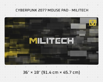 Alfombrilla de ratón para juegos Cyberpunk, 914 x 457 mm/458 x 407 mm / Bordes cosidos / MILITECH