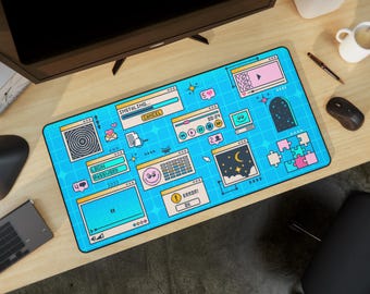 Tapis de bureau Pixel Blue An 2000 – Tapis de souris Pixel UI