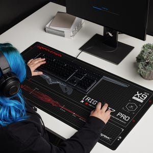 Cyberpunk Blueprint Gaming Mouse Pad, 36x18in (914x457mm) | Stitched Edges | Arasaka image 5