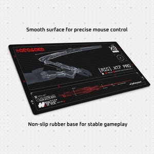 Cyberpunk Blueprint Gaming Mouse Pad, 36x18in (914x457mm) | Stitched Edges | Arasaka image 2
