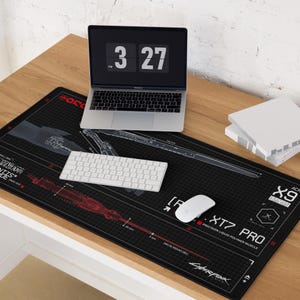 Cyberpunk Blueprint Gaming Mouse Pad, 36x18in (914x457mm) | Stitched Edges | Arasaka image 7