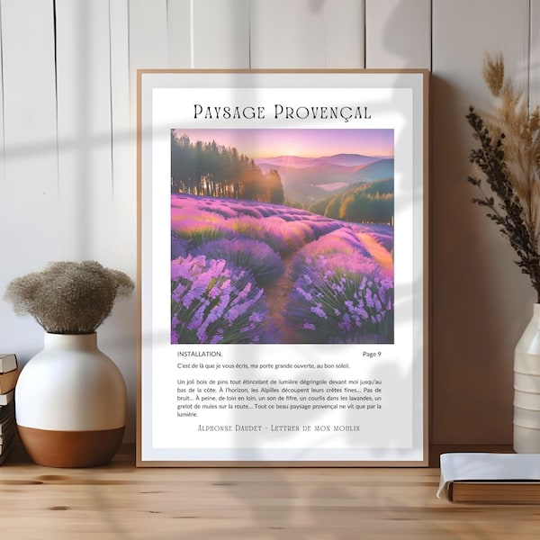 Paysage Provençal Style1 French Countryside Provence France Print Wall Art Travel Souvenir Poster French Quote Poster Purple Trendy Wall Art