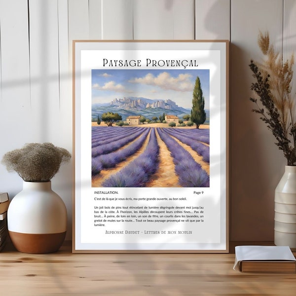 Paysage Provençal Style2 French Countryside Provence France Print Wall Art Travel Souvenir Poster French Quote Poster Purple Trendy Wall Art