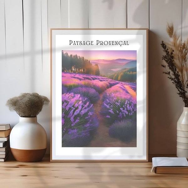 Paysage Provençal Style4 French Countryside Provence France Print Wall Art Travel Souvenir Poster French Quote Poster Purple Trendy Wall Art