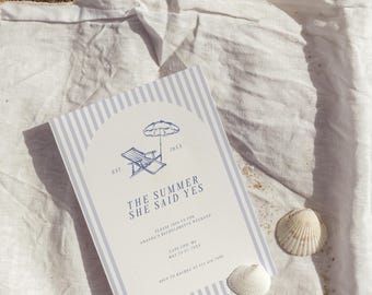 Summer Beach Bachelorette Invitation, Bach Party Weekend Itinerary, Coast Bachelorette Invite, Bridal Editable Canva Template, Digital Card