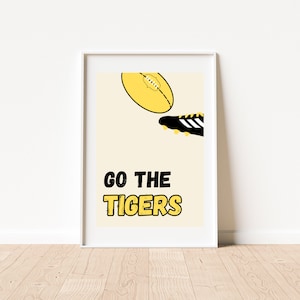 Richmond Tigers Kids Print - Digital Download - Art Print Bedroom Playroom - Instant Art Artwork - Go Tigers AFL Footy Football Aussie Rules