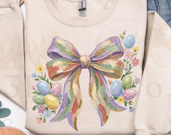 Lazo de Pascua PNG, diseño de sublimación con pinceladas florales (descarga digital)