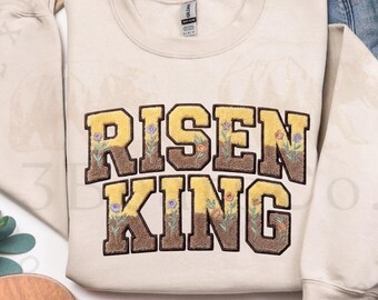 Rey Resucitado, Pascua Cristiana PNG, Diseño de fuente de sublimación con bordado de chenilla sintética (Descarga digital)