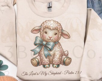 El Señor es mi pastor, diseño PNG de sublimación de Pascua con diamantes de imitación (descarga digital)