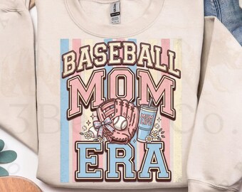 PNG de la era de las mamás beisboleras, diseño de sublimación para el día del partido de las mamás deportistas de primavera, descarga digital