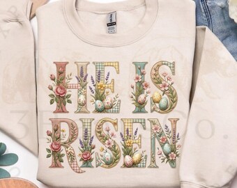 Ha resucitado, camiseta cristiana de Pascua de hilo sintético PNG, diseño de sublimación (descarga digital)