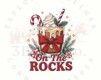 Peppermint Mocha Latte PNG: Christmas Coffee Sublimation Design (Digital Download)