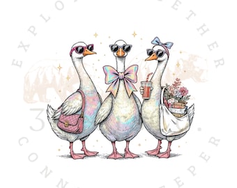 Funny Animal PNG, Preppy Goose Sublimation Design (Digital Download)