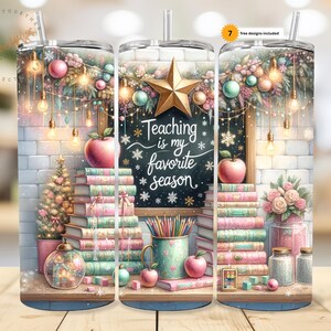 Insegnante di Natale PNG: design a sublimazione sottile da 20 once (download digitale)