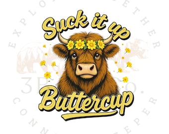 Funny Highland Cow, Funny Animal PNG Sublimation Design (Digital Download)