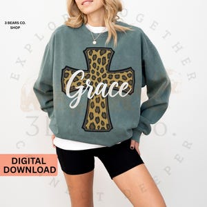 Christian Tshirt PNG: Leopard Print Cross Design (Digital Download)