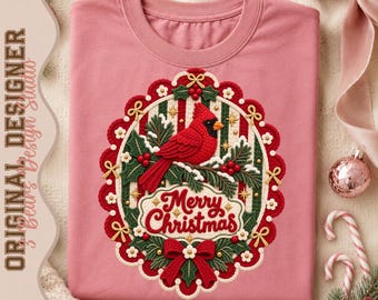 Knit Cardinal Christmas Shirt Design | Sublimation PNG (Digital Download)