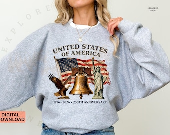 America 250th Anniversary PNG, Sublimation Design (Digital Download)