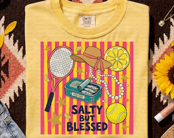 Salty But Blessed PNG | Coastal Stripe Fisherman Shirt Sublimation Design | DTF Digital Download